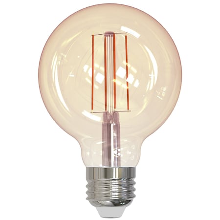 40W Equivalent Amber Light G25 Dimmable LED Filament Light Bulb, 2PK